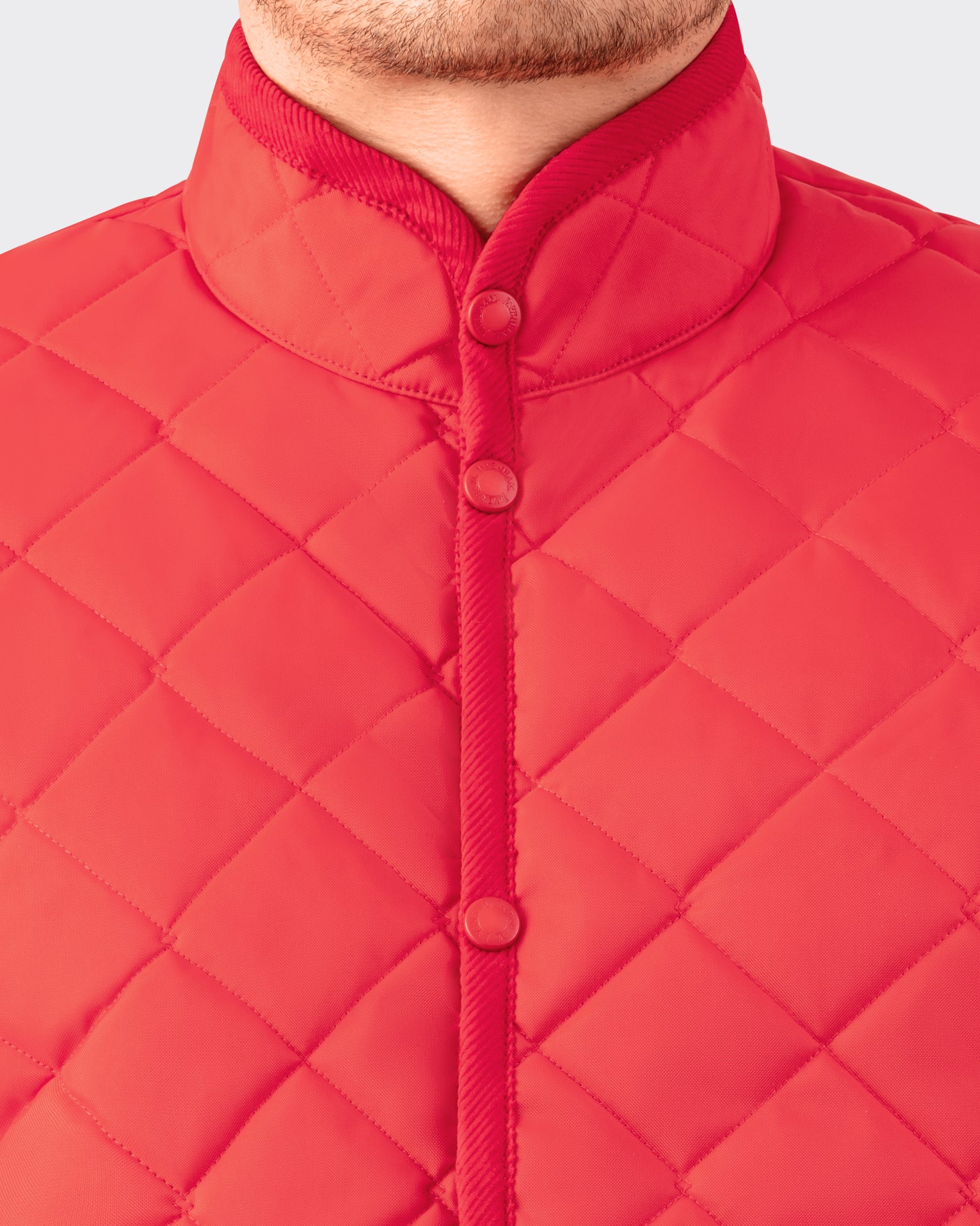 Band Collar Quilted Jacket : Red