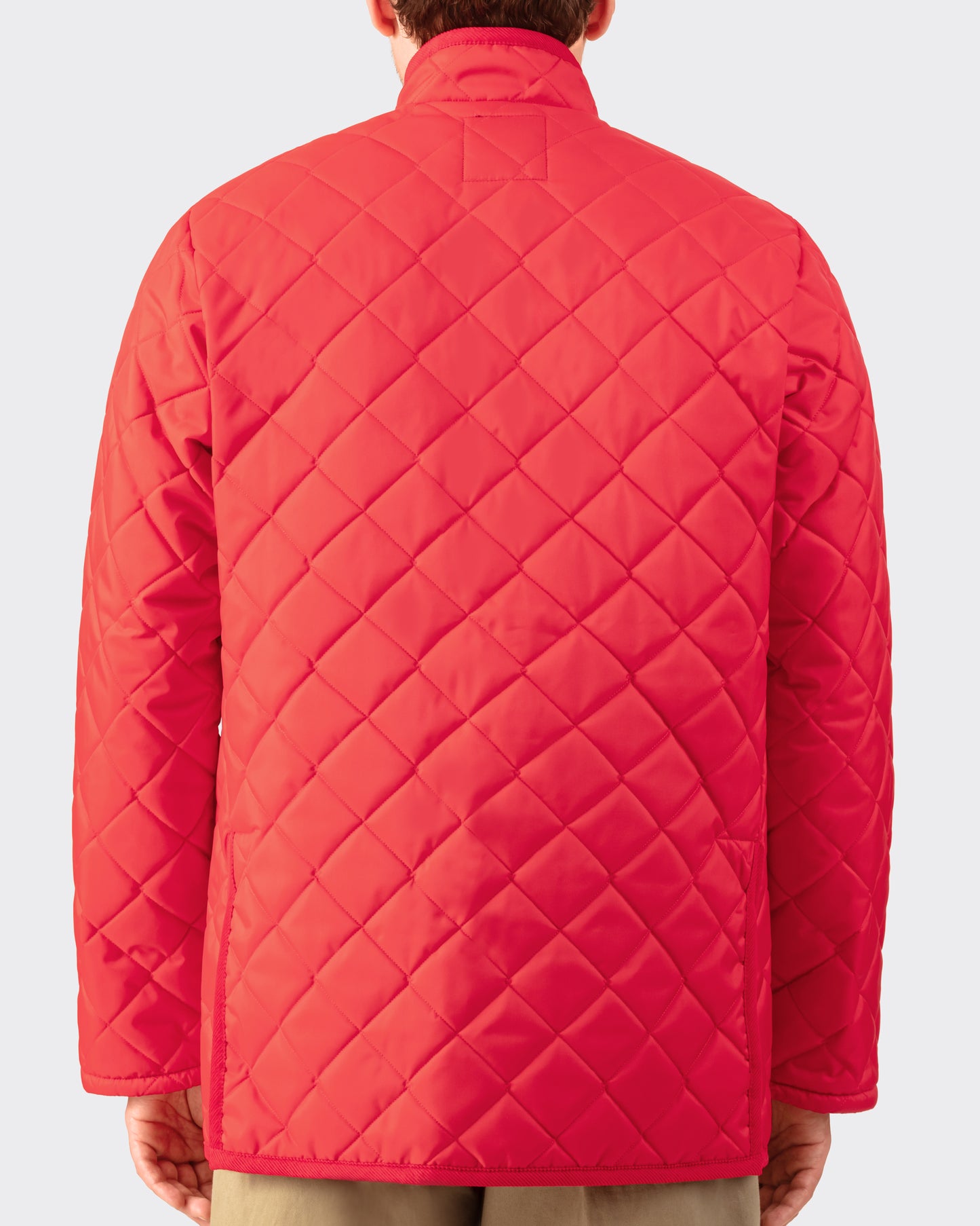 Band Collar Quilted Jacket : Red