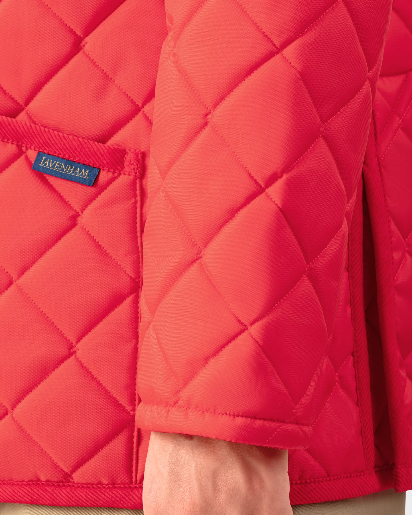 Band Collar Quilted Jacket : Red