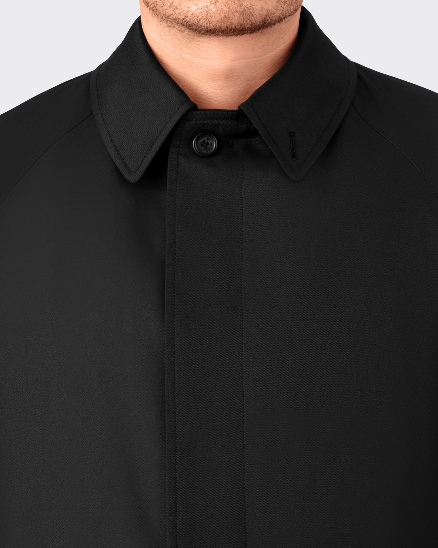 Gabardine Raglan Overcoat : Black