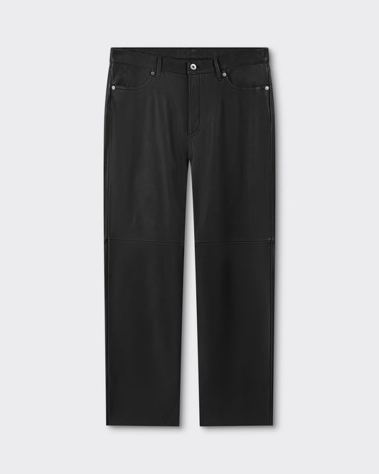 Pantalon en Cuir d’Agneau : Noir