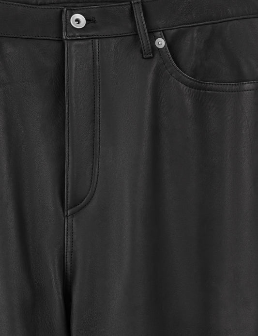 Pantalon en Cuir d’Agneau : Noir