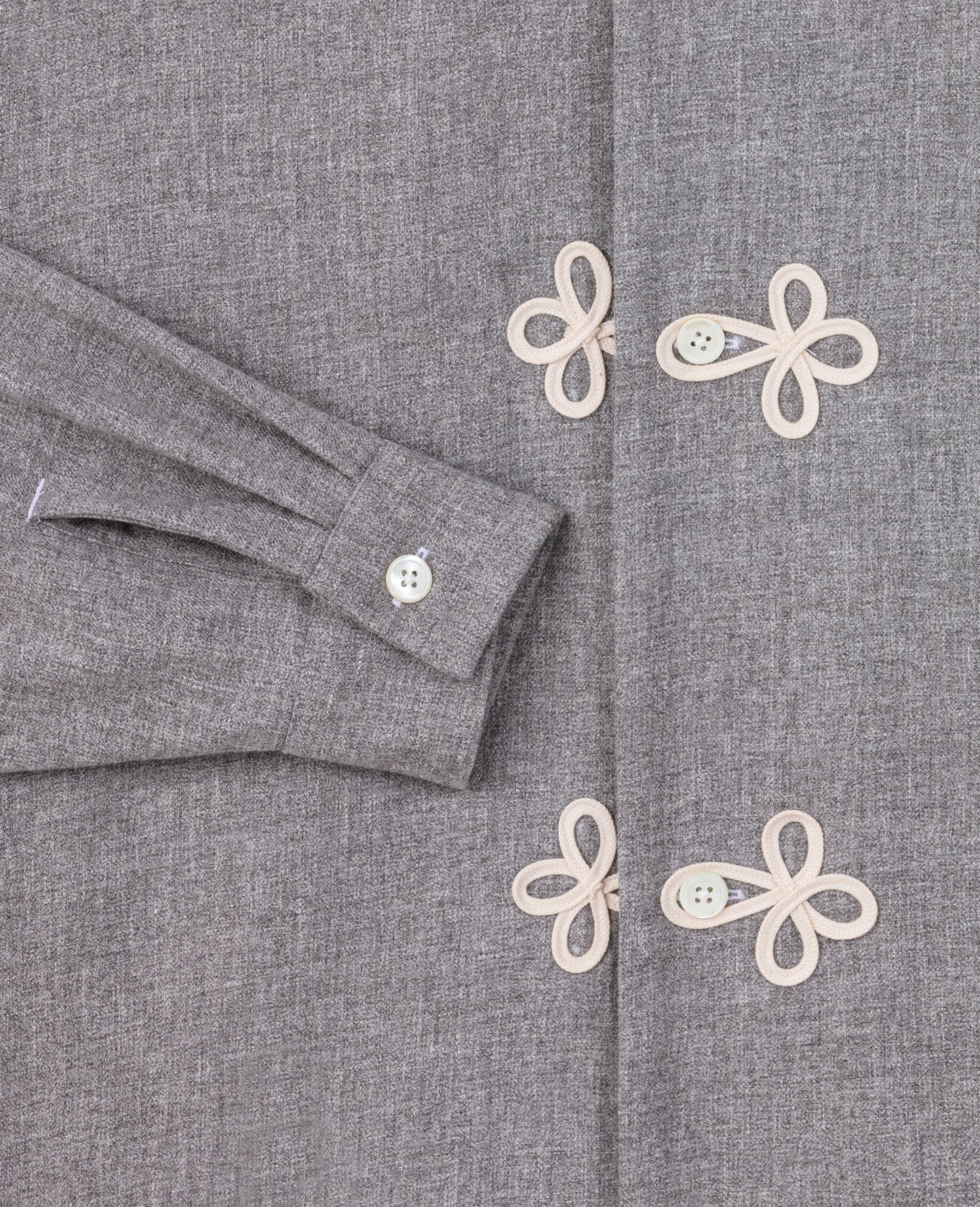 Long Flannel Overshirt: Light Grey