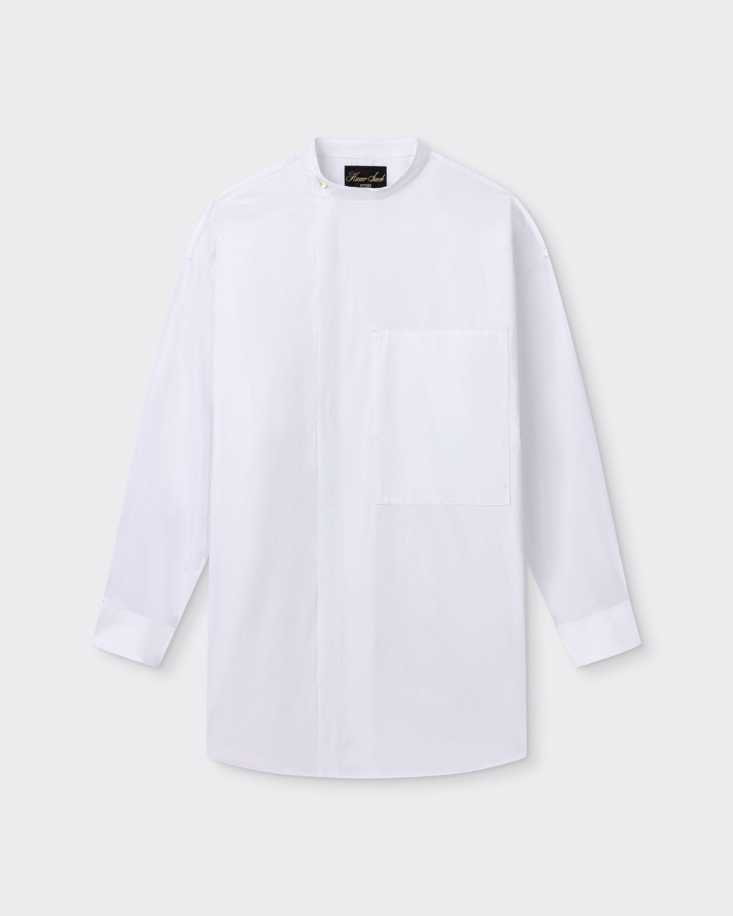 Asymetric Band Collar Shirt : White