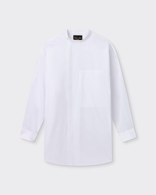 Asymetric Band Collar Shirt : White
