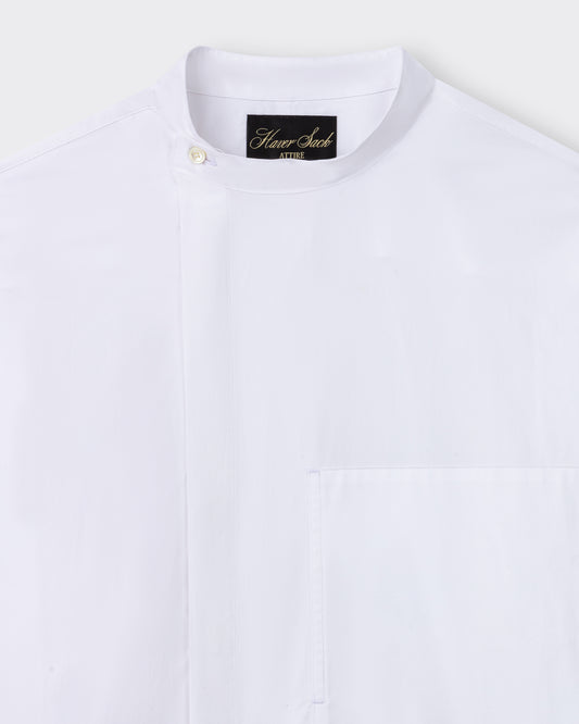 Asymetric Band Collar Shirt : White
