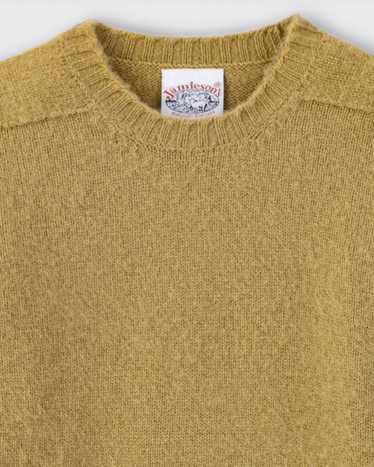 Pull Col Rond Laine Peignée : Pistache