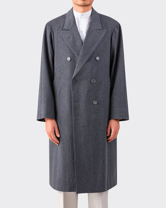 “BERTO” Double-Breasted Wool Coat : Grey