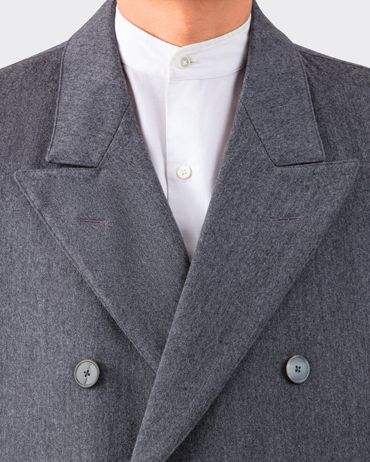 “BERTO” Double-Breasted Wool Coat : Grey