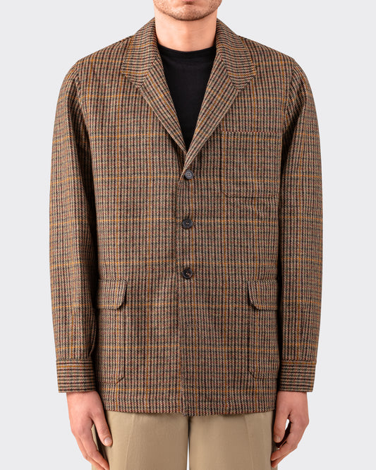 Teba Jacket « Gun Check » en Tweed : Olive