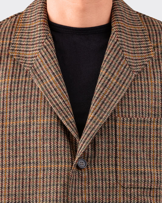 Teba Jacket « Gun Check » en Tweed : Olive