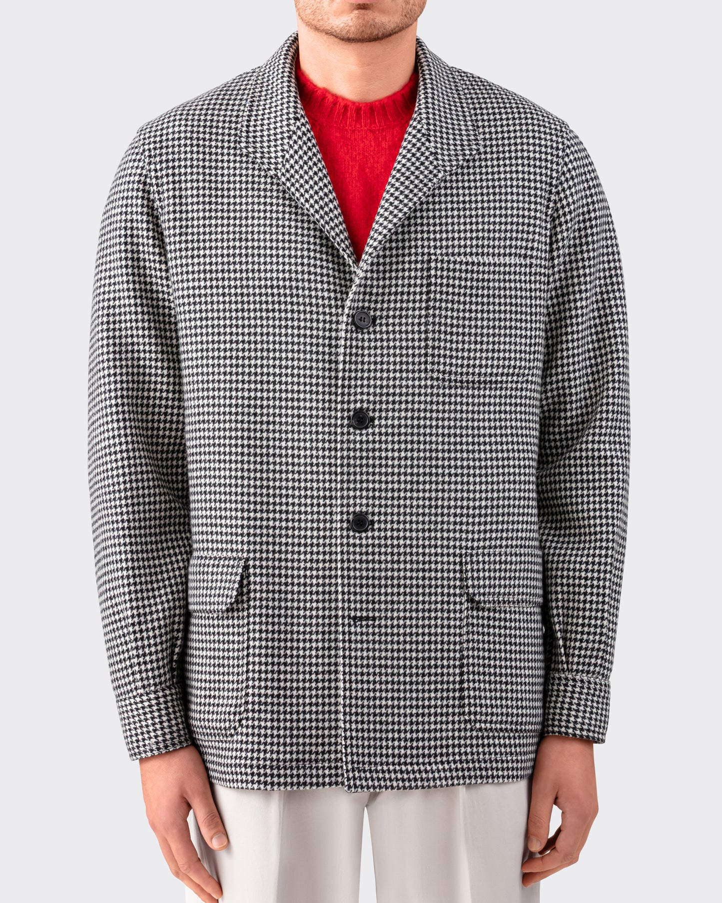 Teba Jacket Pied-de-Poule en Laine Mérinos : Noir-Blanc