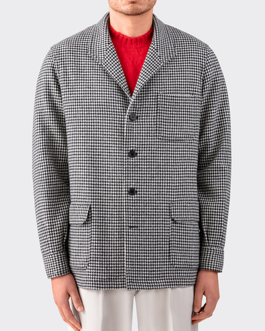 Teba Jacket Pied-de-Poule en Laine Mérinos : Noir-Blanc