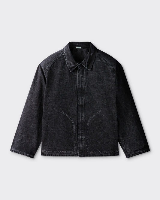 Veste en Coton Enduit : Noir