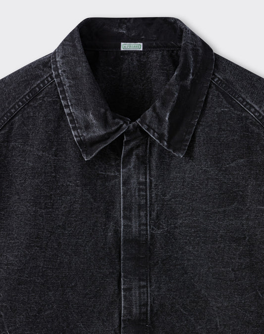 Veste en Coton Enduit : Noir