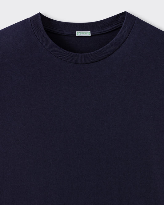 T-shirt Manches Longues en Coton et Cachemire : Marine