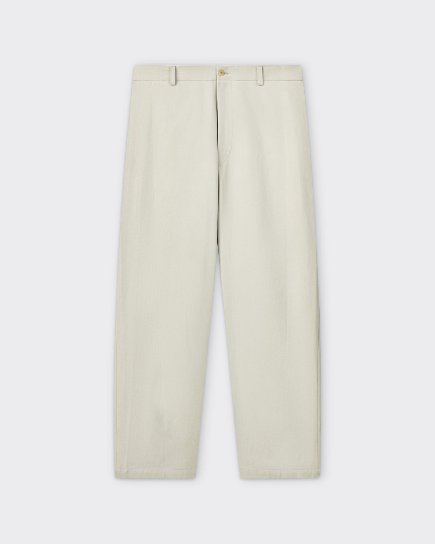 A.PRESSE Type 3 trousers in chalk cotton, front view, wide straight leg, made in Japan