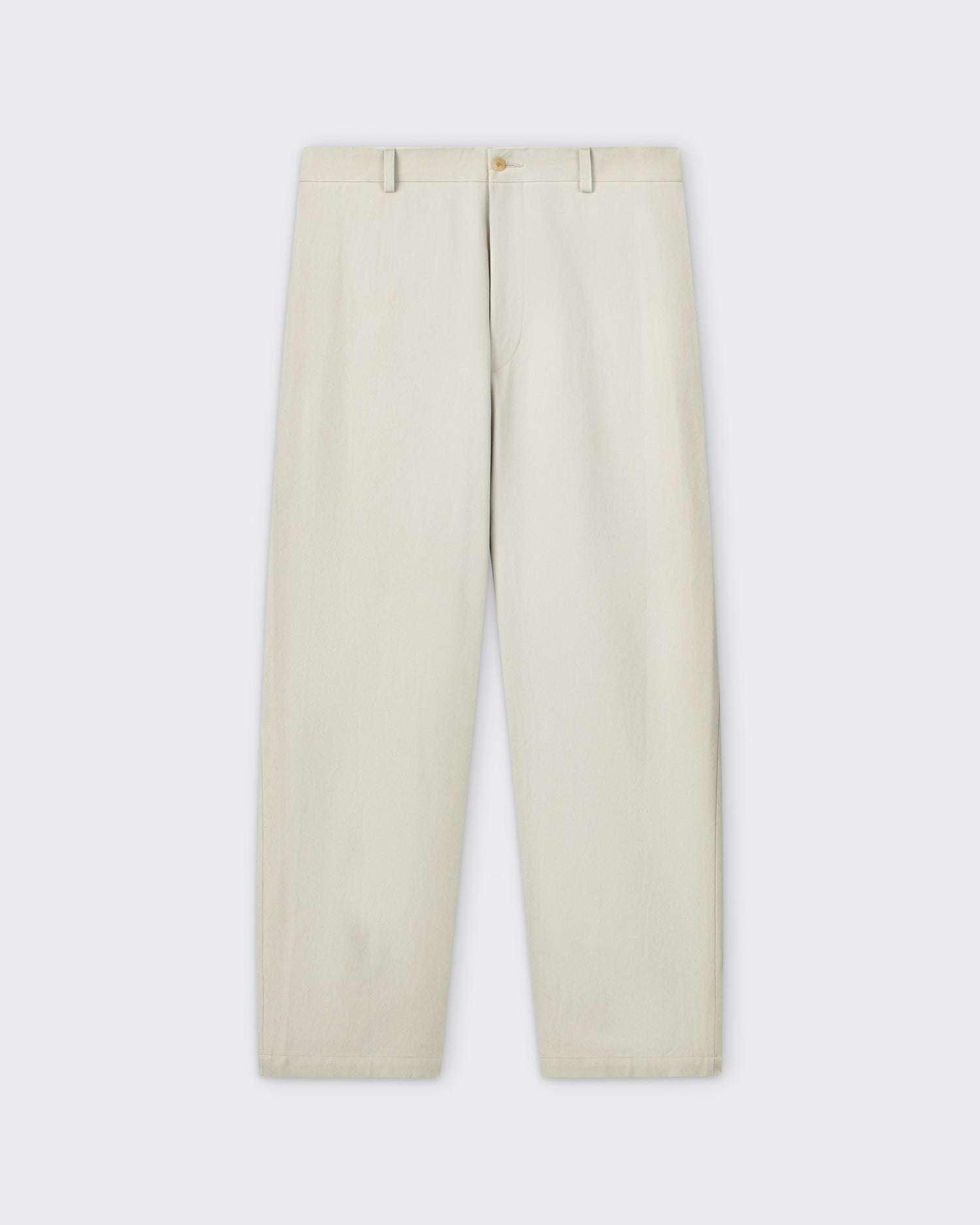A.PRESSE Type 3 trousers in chalk cotton, front view, wide straight leg, made in Japan