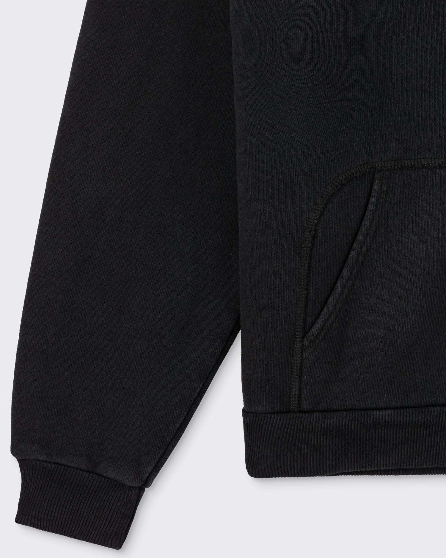 A.PRESSE zip hooded sweatshirt in black cotton fleece, sleeve and cuff detail