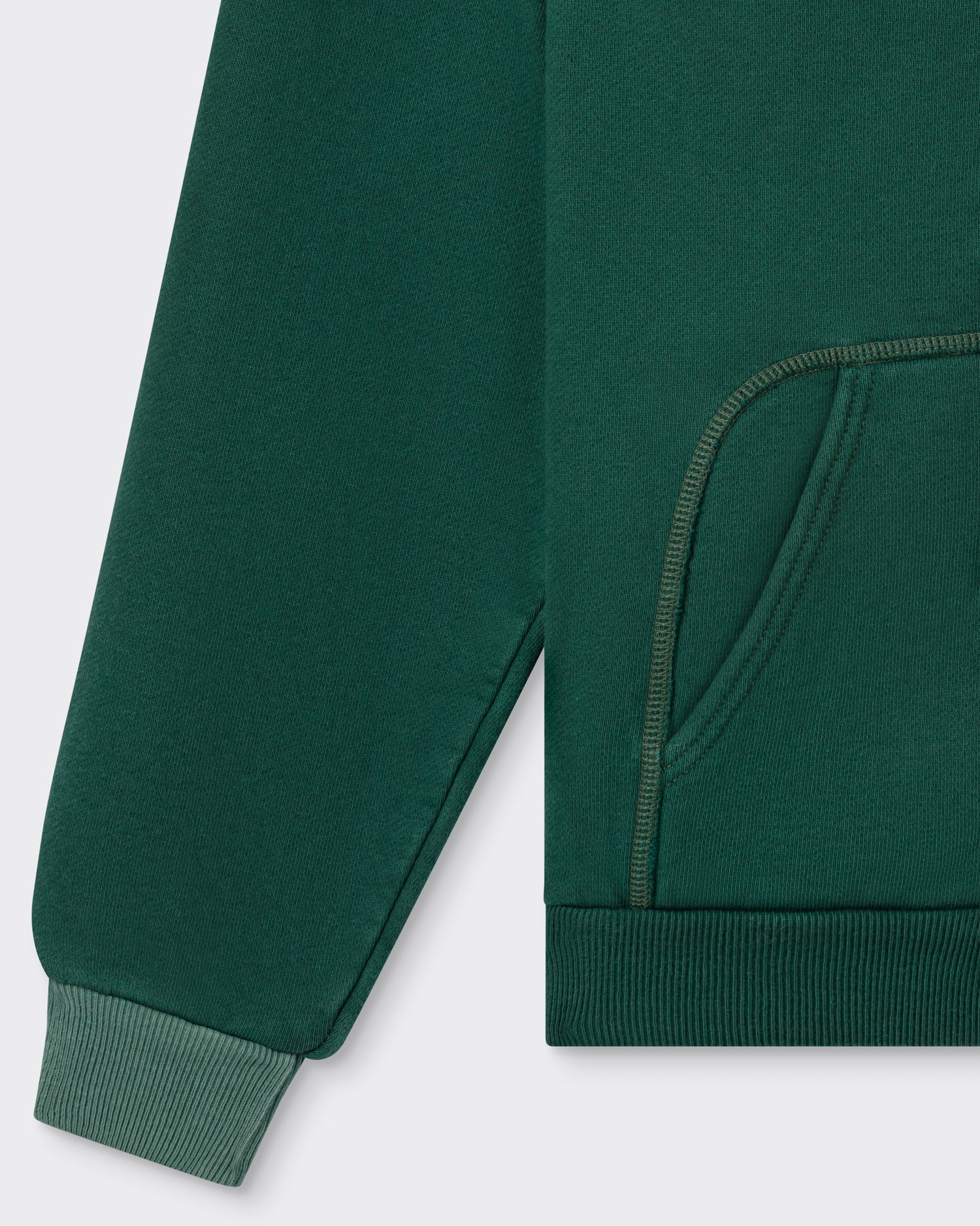 A.PRESSE zip hooded sweatshirt in green cotton fleece, sleeve and cuff detail