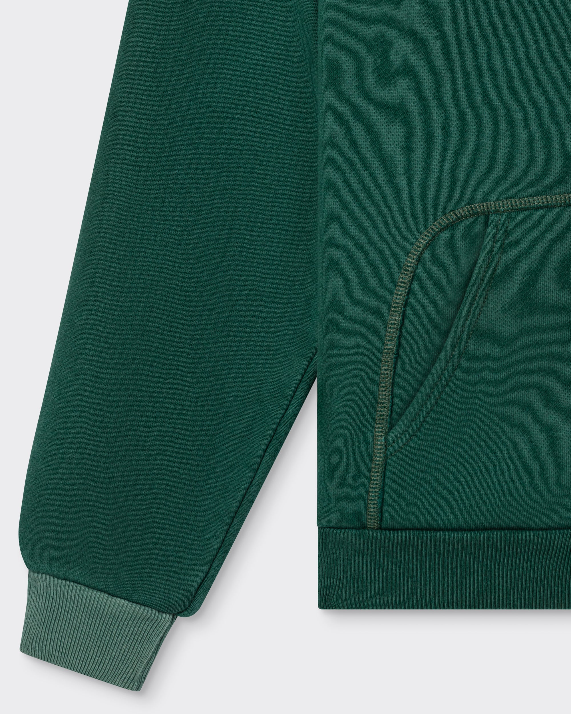 A.PRESSE zip hooded sweatshirt in green cotton fleece, sleeve and cuff detail