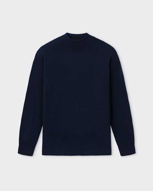 Cashmere Mock Neck Sweater: Navy