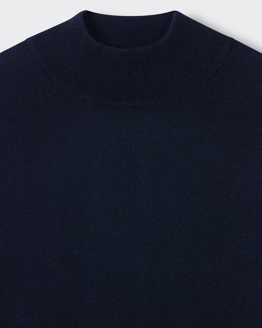 Cashmere Mock Neck Sweater: Navy