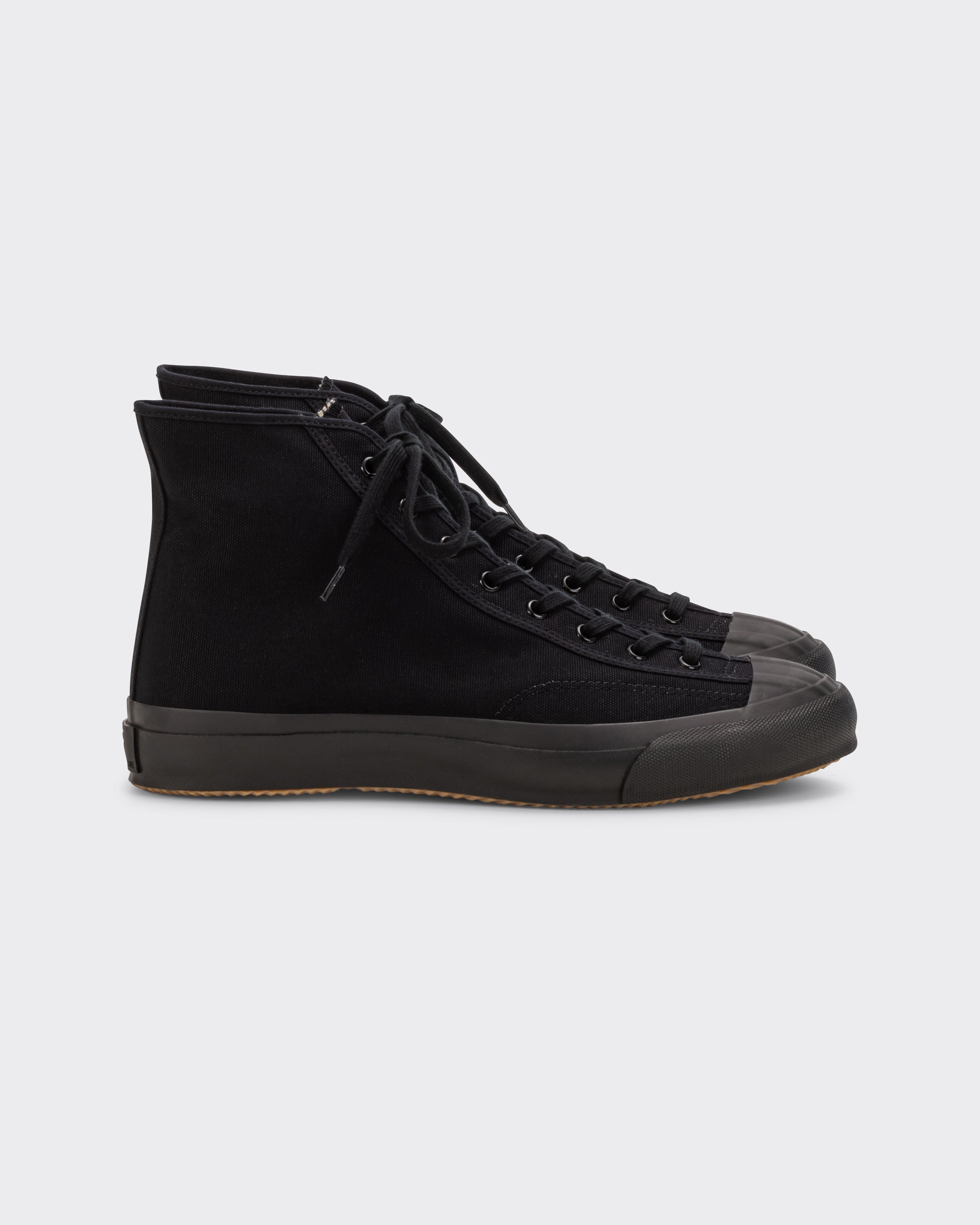 Moonstar Gym Classic Hi high-top trainer in black canvas, side view
