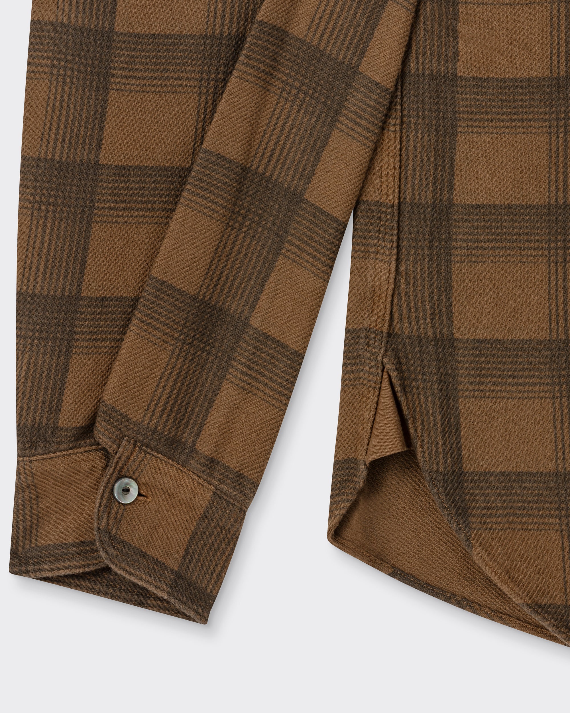 T.T Lot.111 Work Shirt in brown garment-dyed check cotton, back view