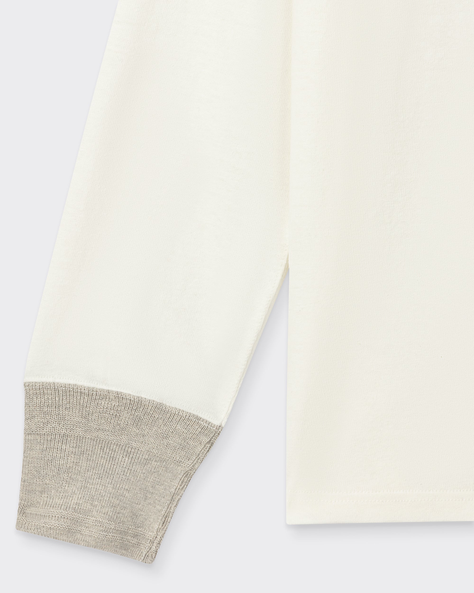 T.T Lot.618 Side Henley Neck in ivory cotton, sleeve detail