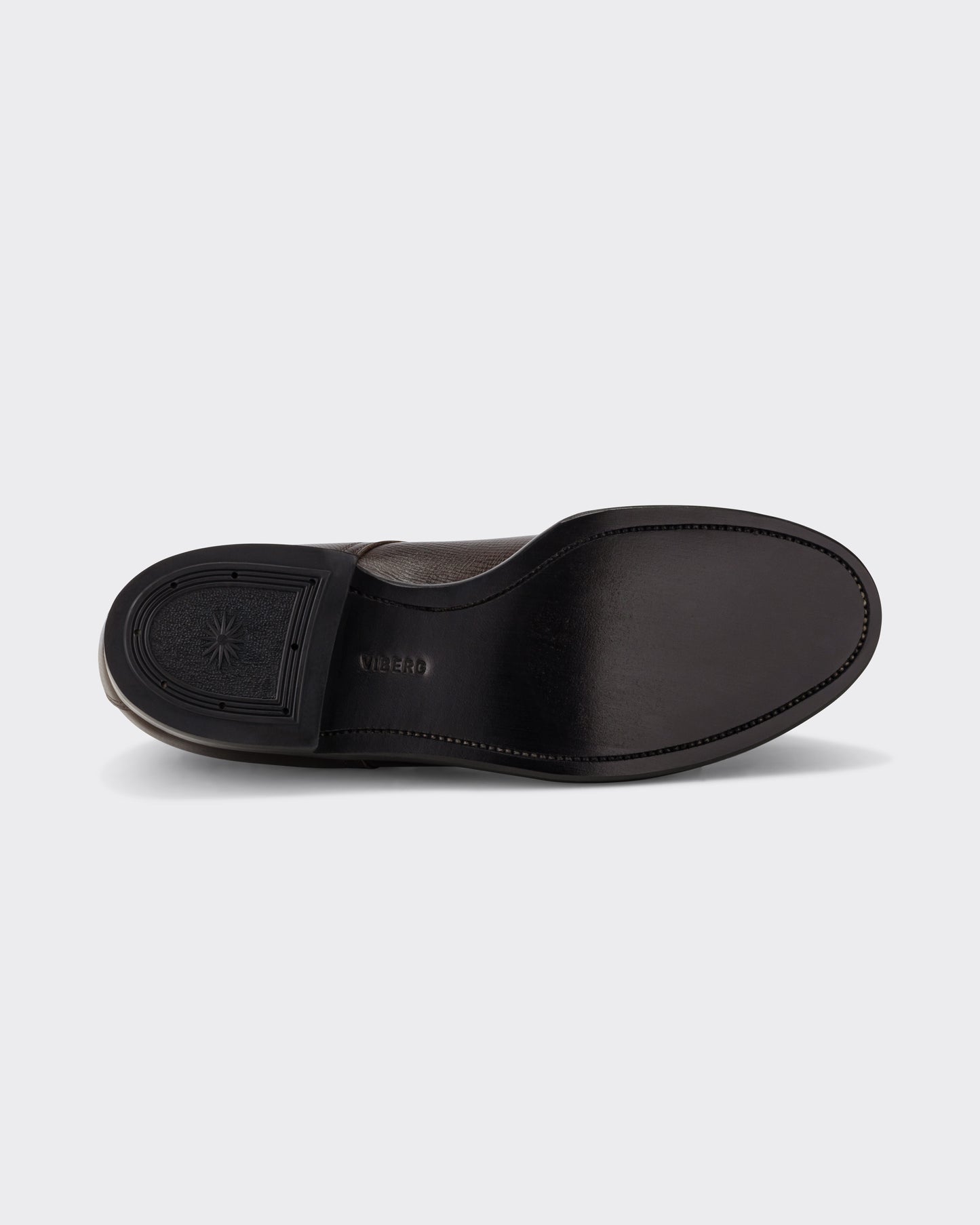 Viberg Navvy Cut Derby in malt brown Alcazar grained calf, leather sole view
