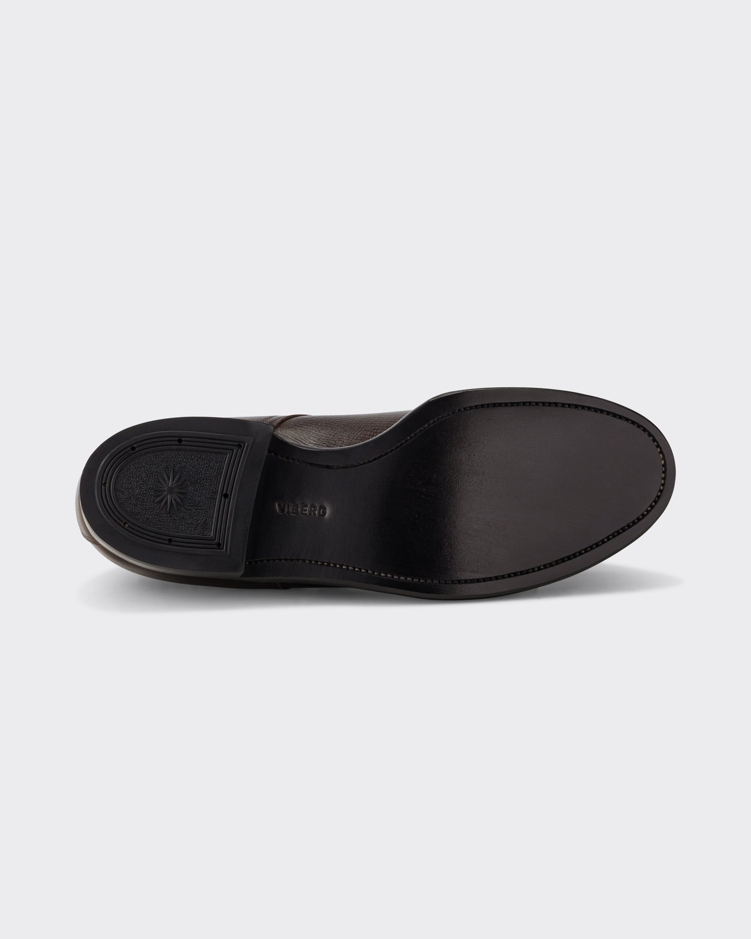 Viberg Navvy Cut Derby in malt brown Alcazar grained calf, leather sole view