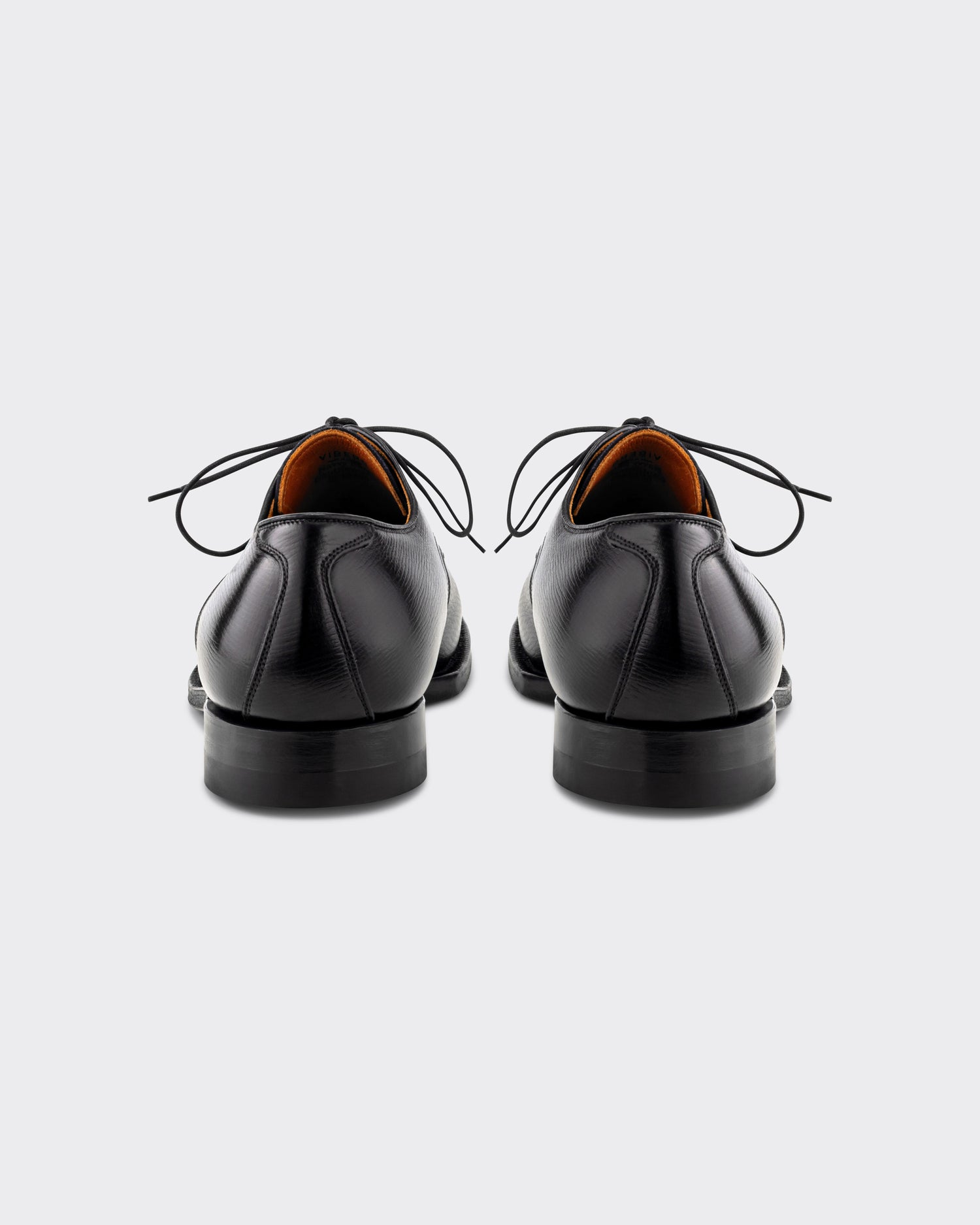 Viberg Navvy Cut Derby in black Alcazar grained calf, back view