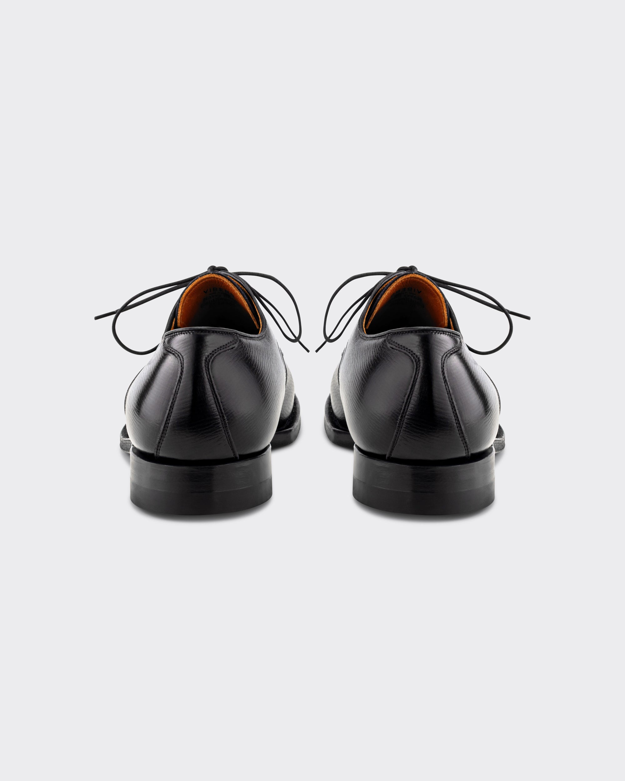 Viberg Navvy Cut Derby in black Alcazar grained calf, back view