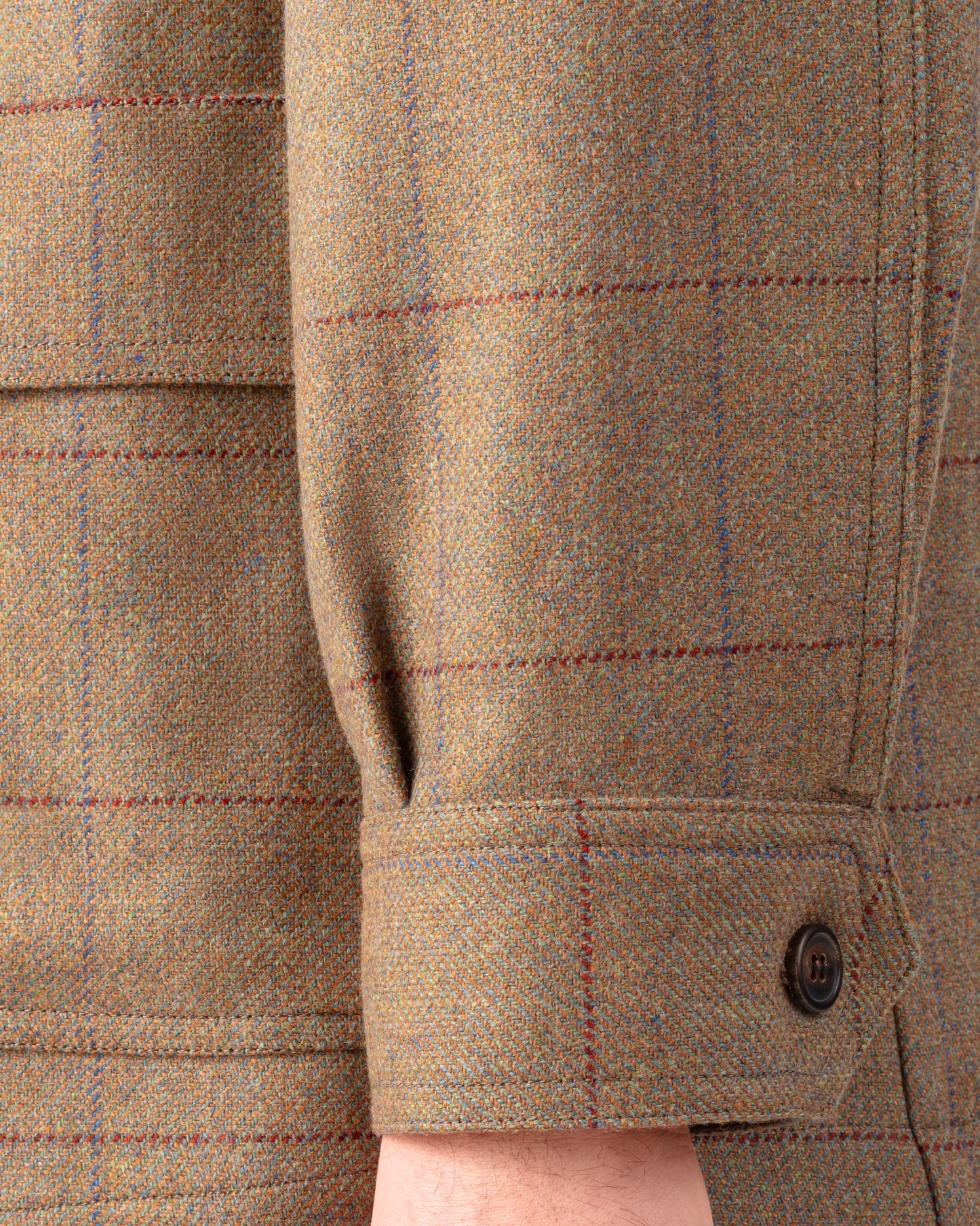 Teba Jacket en Tweed à Carreaux : Marron-Rouge Carmin-Bleu Cobalt