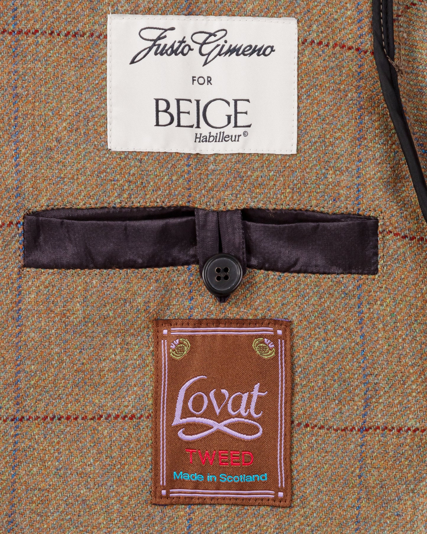 Teba Jacket en Tweed à Carreaux : Marron-Rouge Carmin-Bleu Cobalt