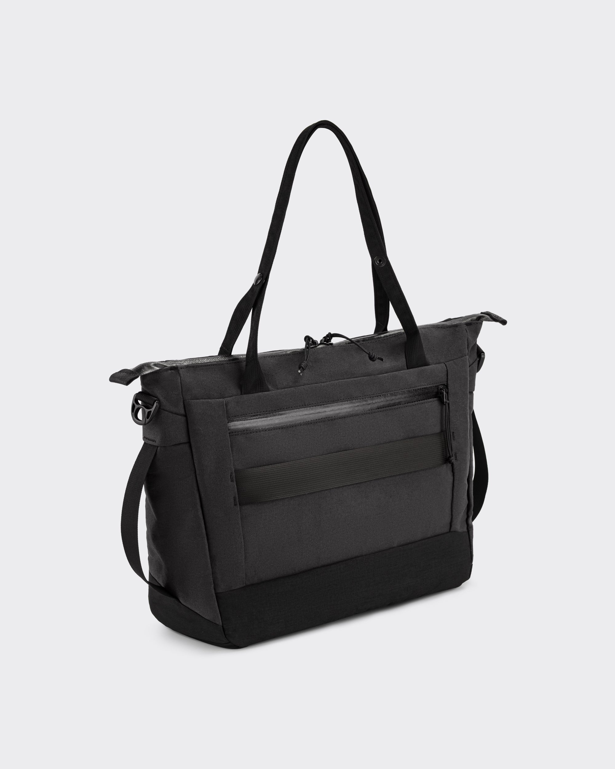 1733 Daily Tote 17.5L in charcoal X-Pac X11 canvas, detail of Fidlock buckle and leather trim, BEIGE HABILLEUR PARIS