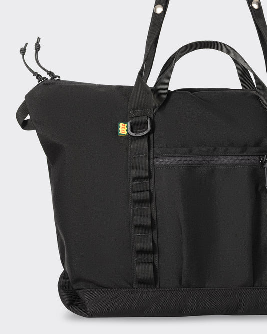 1733 Zip Tote 28L in black Cordura nylon, side view, BEIGE HABILLEUR PARIS