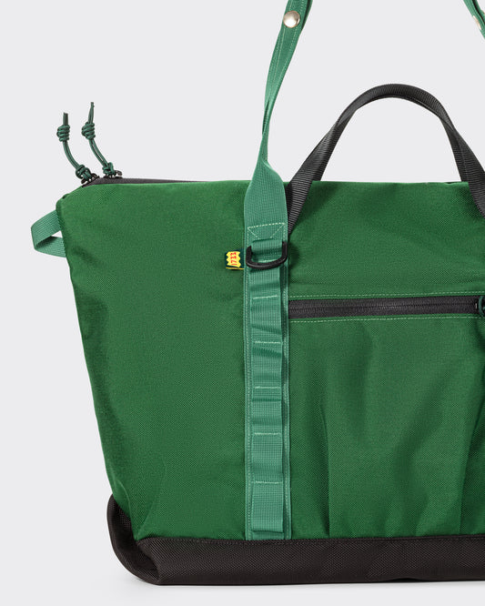 1733 Zip Tote 28L in forest green Cordura nylon, side view, BEIGE HABILLEUR PARIS