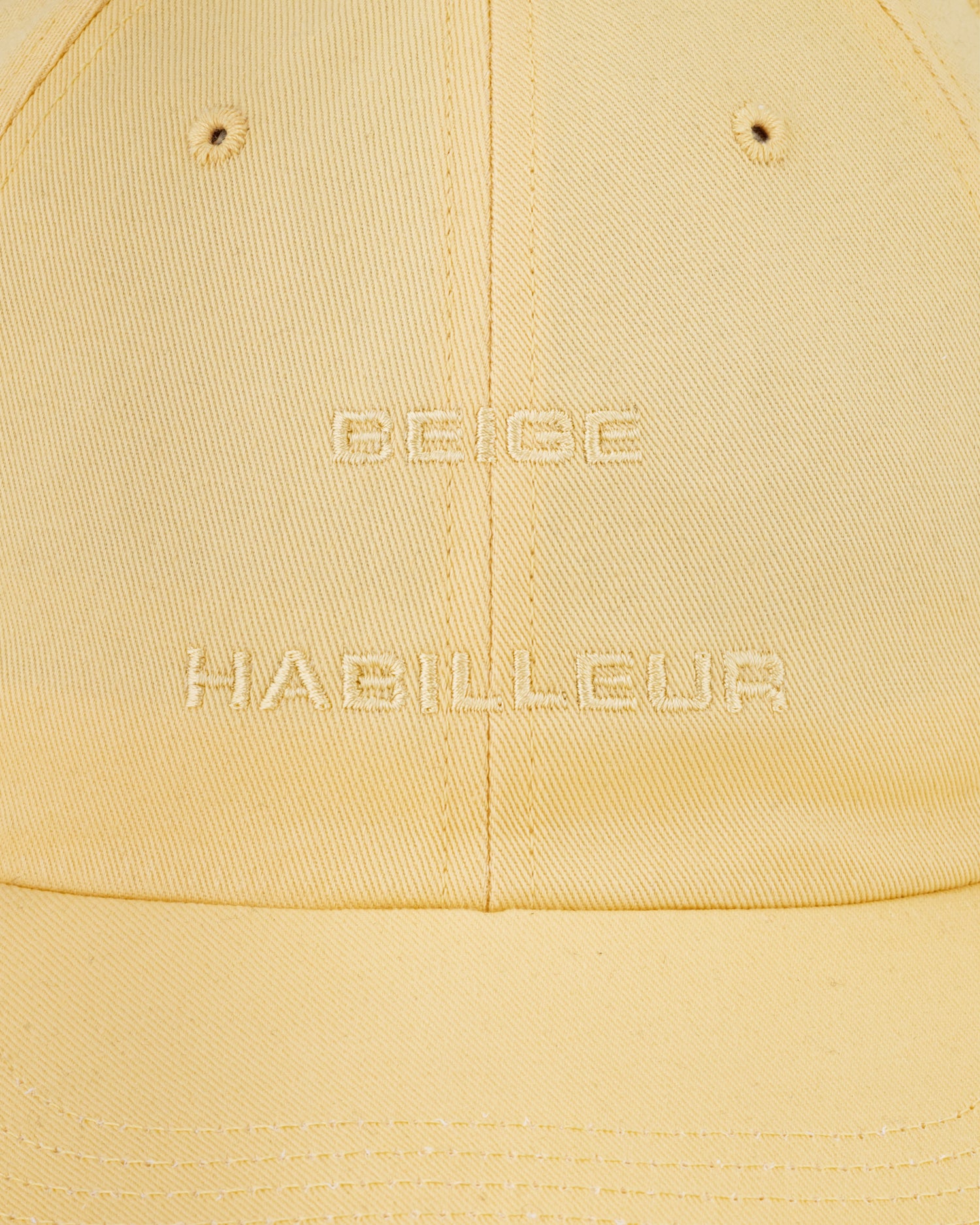 BEIGE HABILLEUR PARIS butter yellow cotton baseball cap, side view