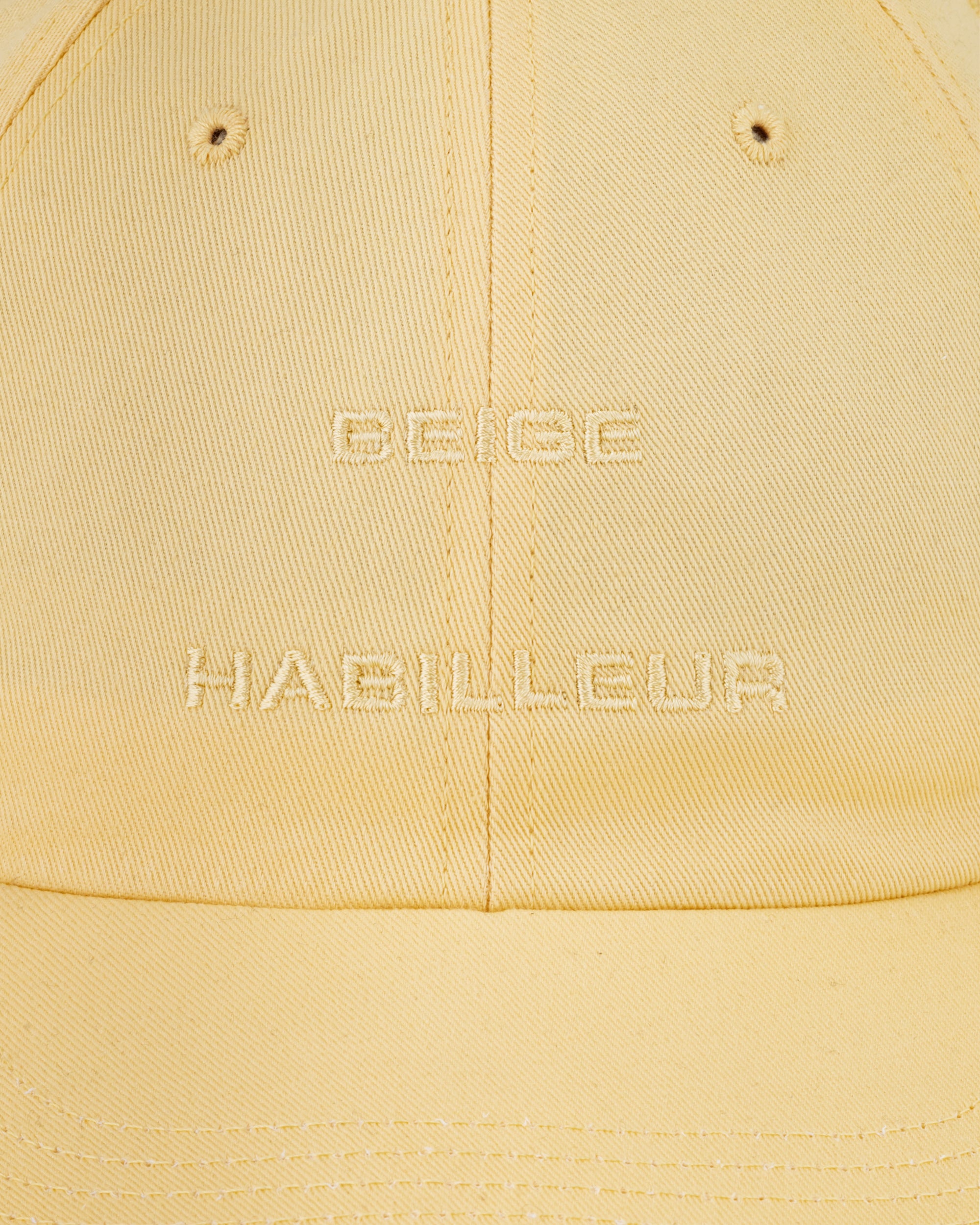 BEIGE HABILLEUR PARIS butter yellow cotton baseball cap, side view