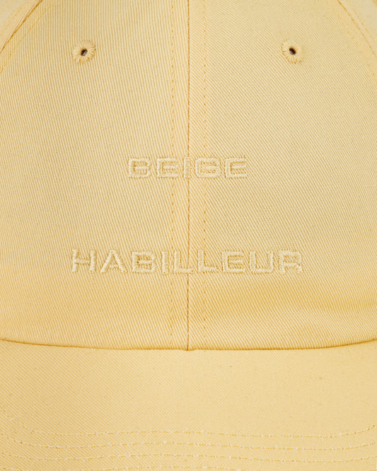 BEIGE HABILLEUR PARIS butter yellow cotton baseball cap, side view