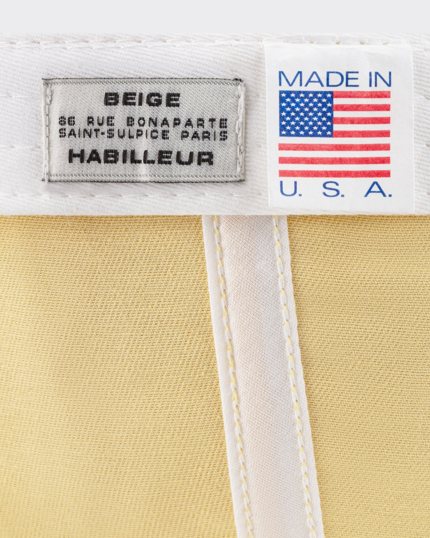 BEIGE HABILLEUR PARIS butter yellow cotton baseball cap, rear view