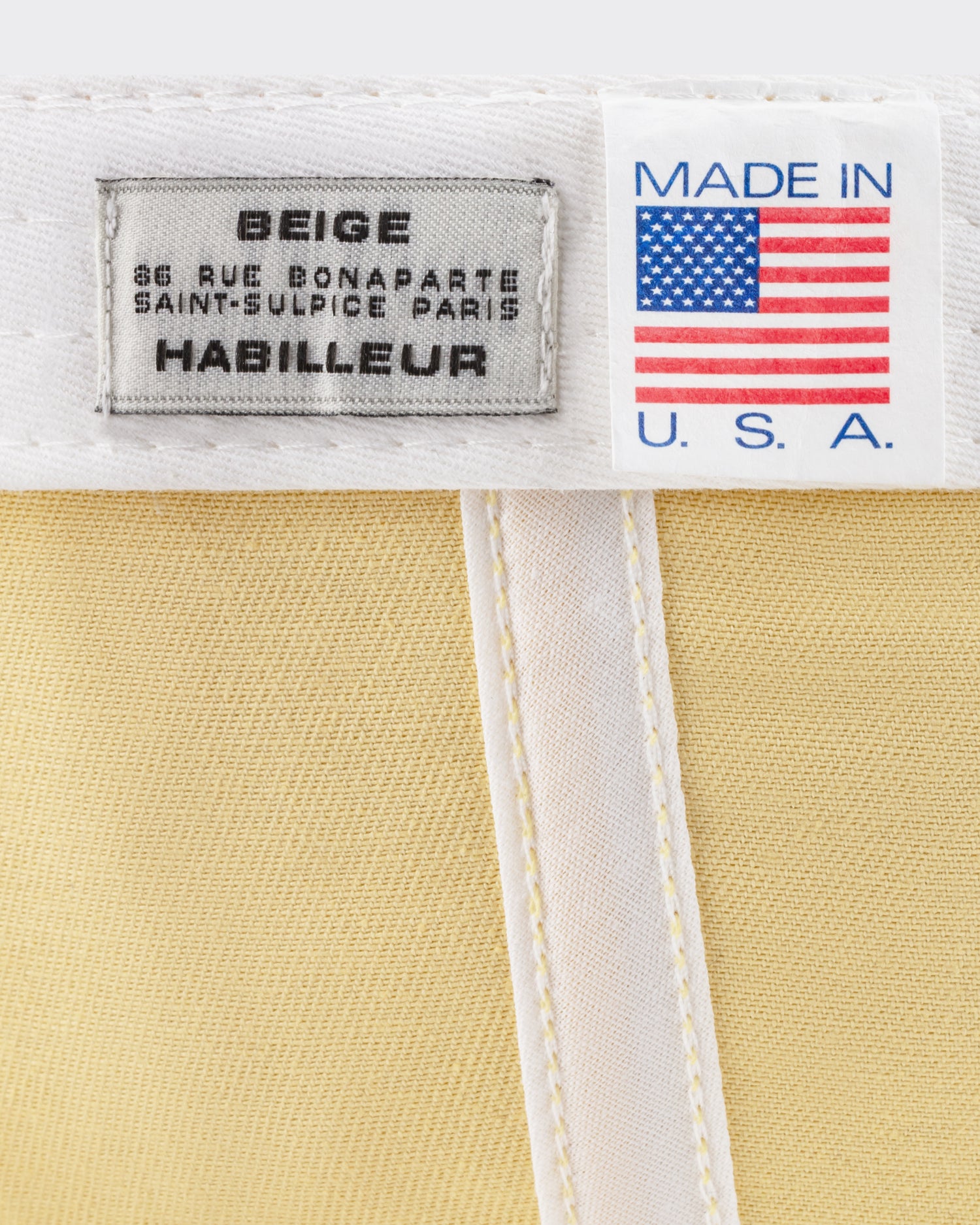 BEIGE HABILLEUR PARIS butter yellow cotton baseball cap, rear view