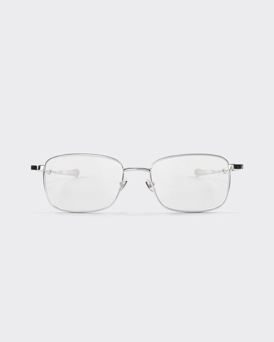 Gernot Lindner GL 203 rectangular sterling silver 925 optical glasses, front view, BEIGE HABILLEUR PARIS