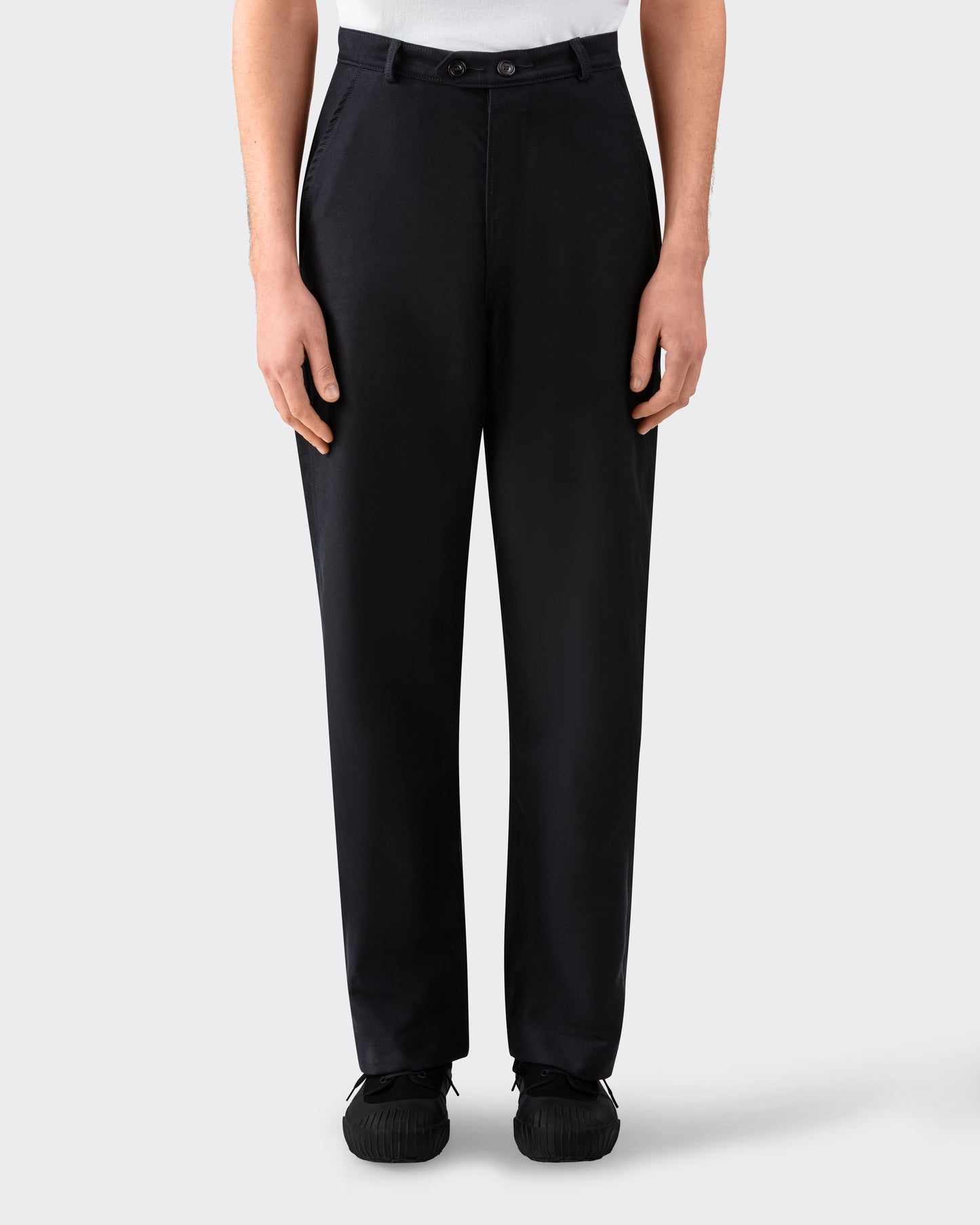Cotton Moleskin Trousers: Black