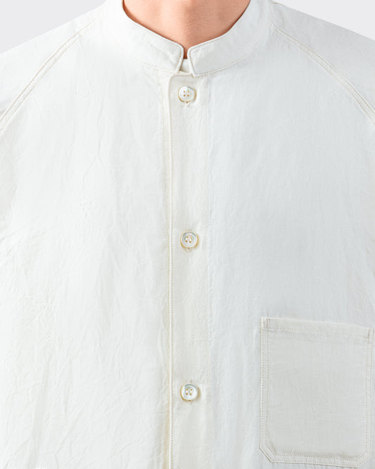 Surchemise Col Mandarin en Lin : Écru