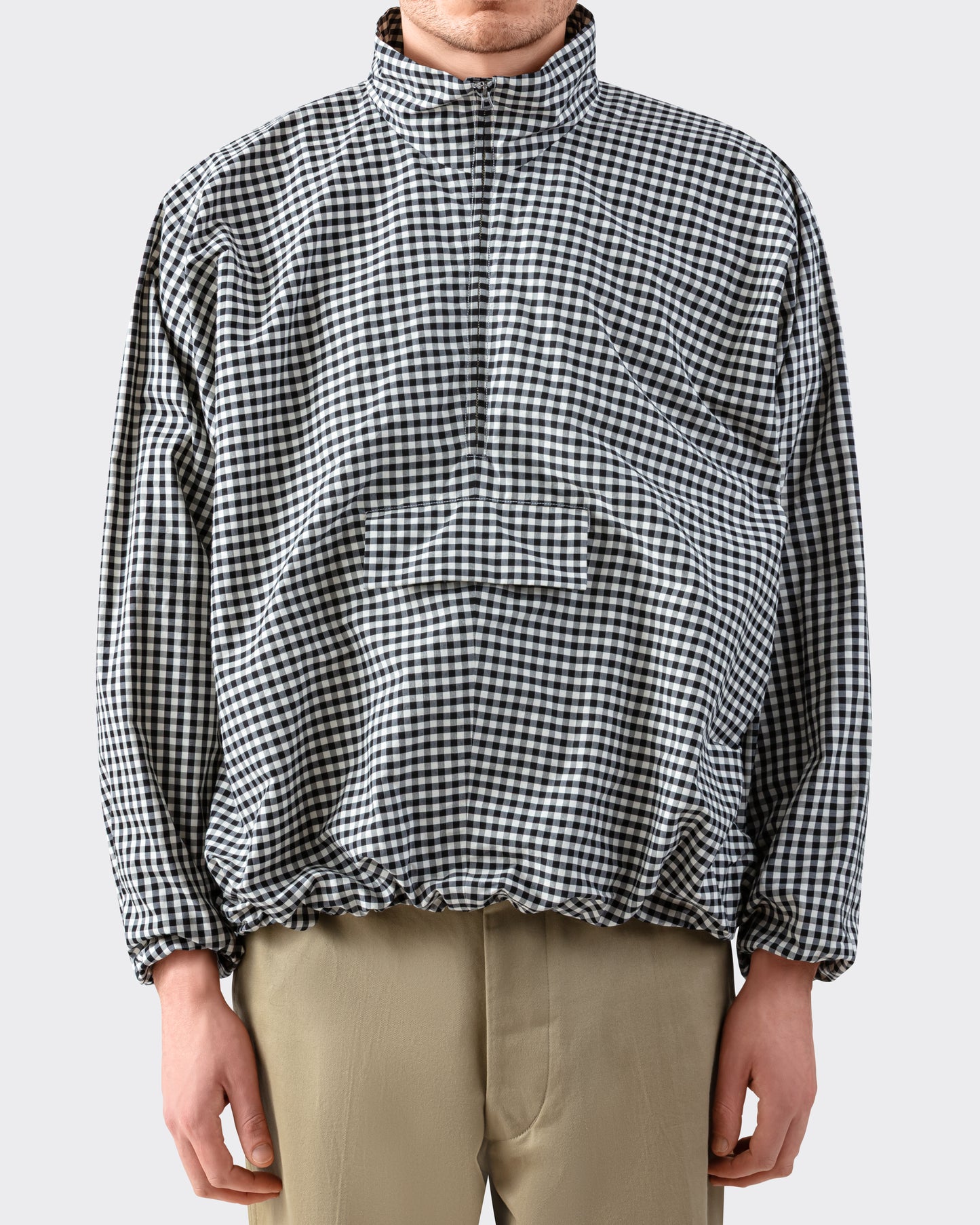 Check Cotton & Silk Smock: Black-White