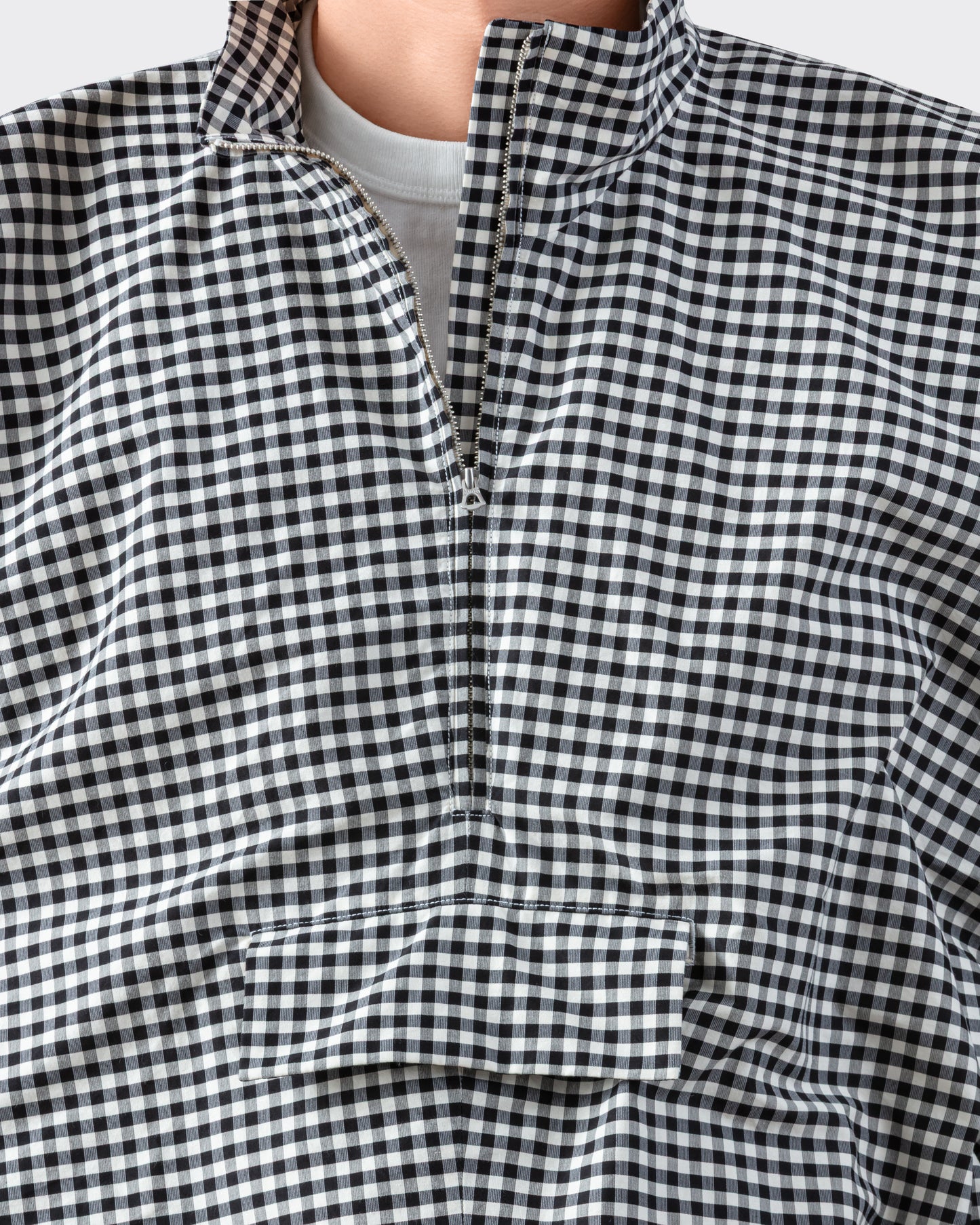 Check Cotton & Silk Smock: Black-White