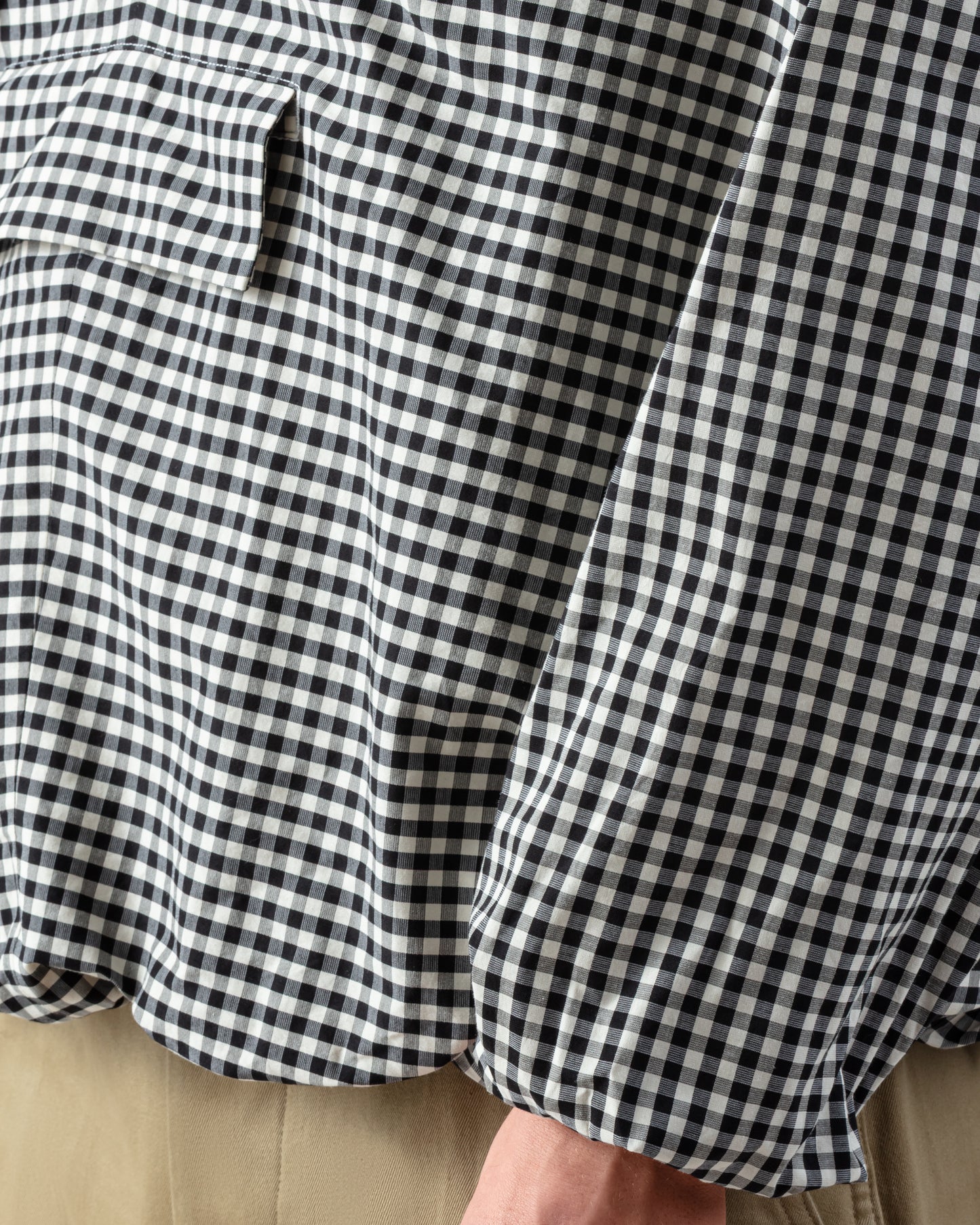 Check Cotton & Silk Smock: Black-White